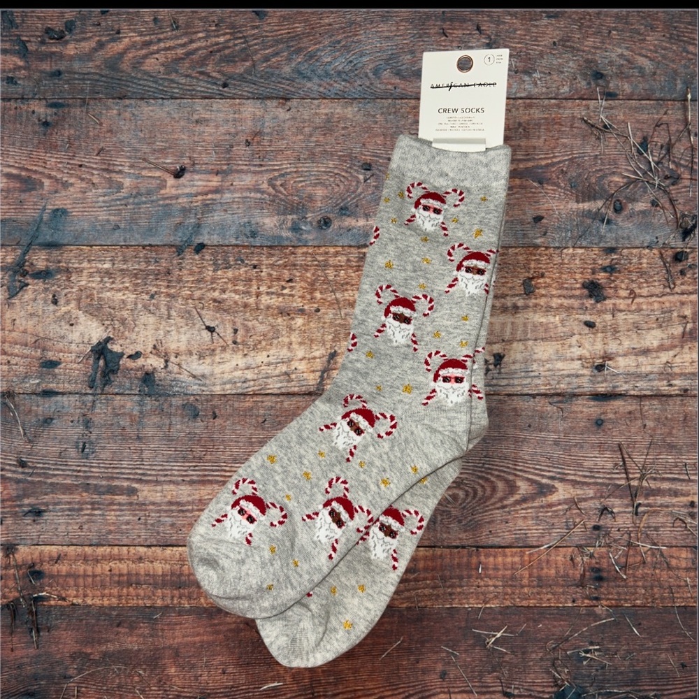 NWT America Eagle Santa candy, cane Crew Socks one size 🎅🏽